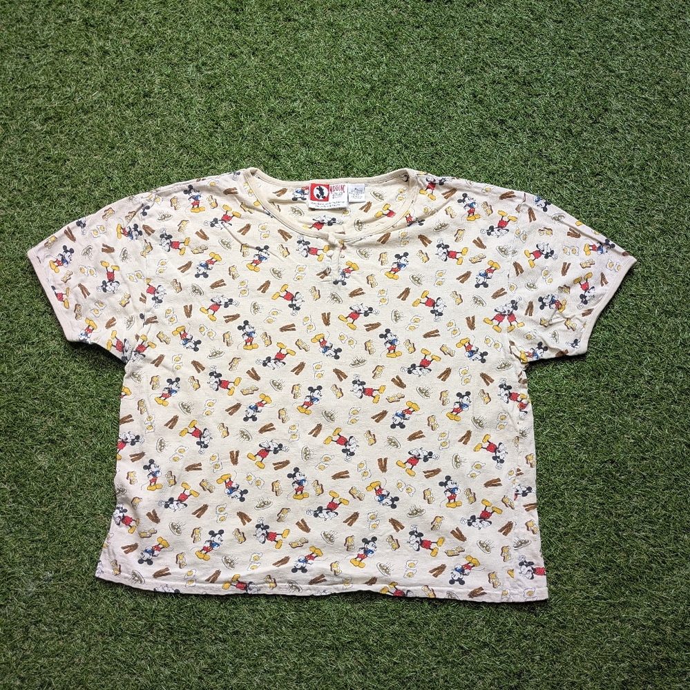 Vintage Disney Mickey Inc Breakfast Themed Shirt